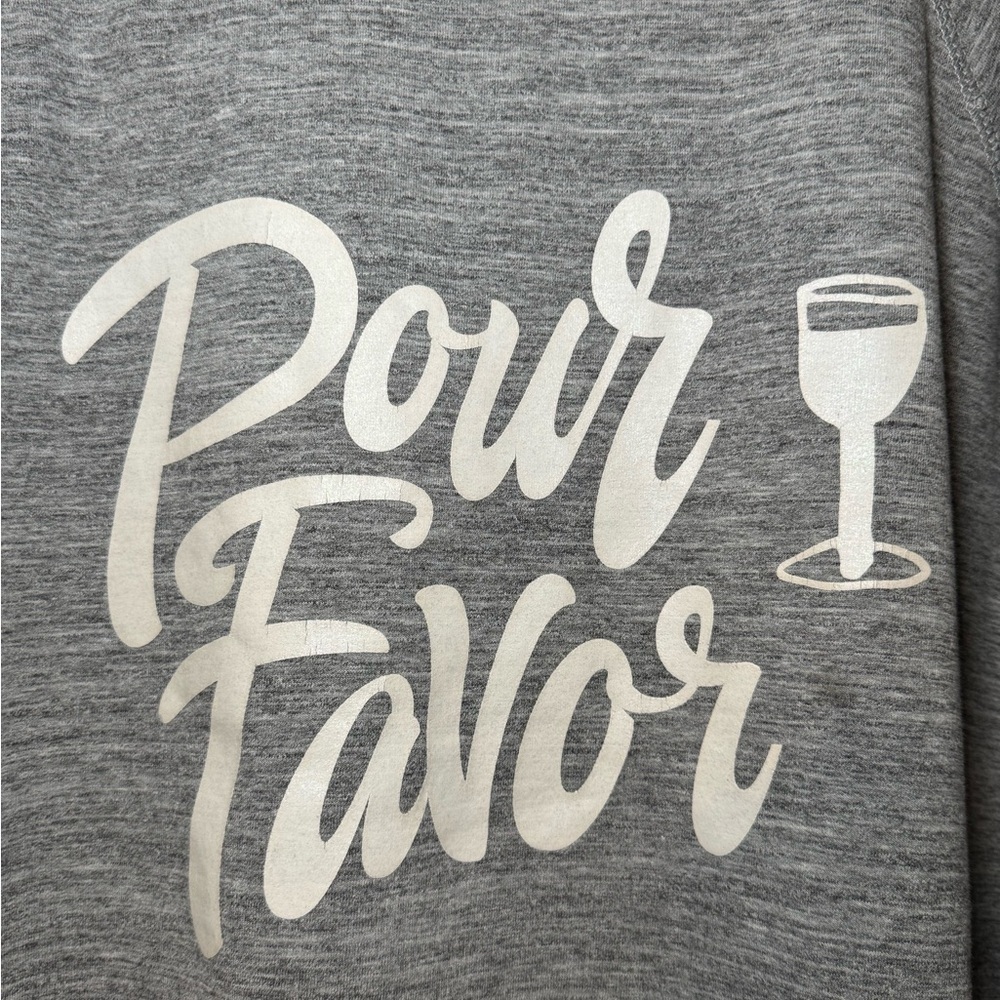 Wildfox Heather Gray Oversized Crewneck Sweatshirt Pour Favor Graphic - Picture 5 of 8